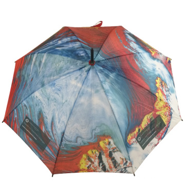 fotografía impresa madera gancho mango 3d paraguas de poliéster digital
